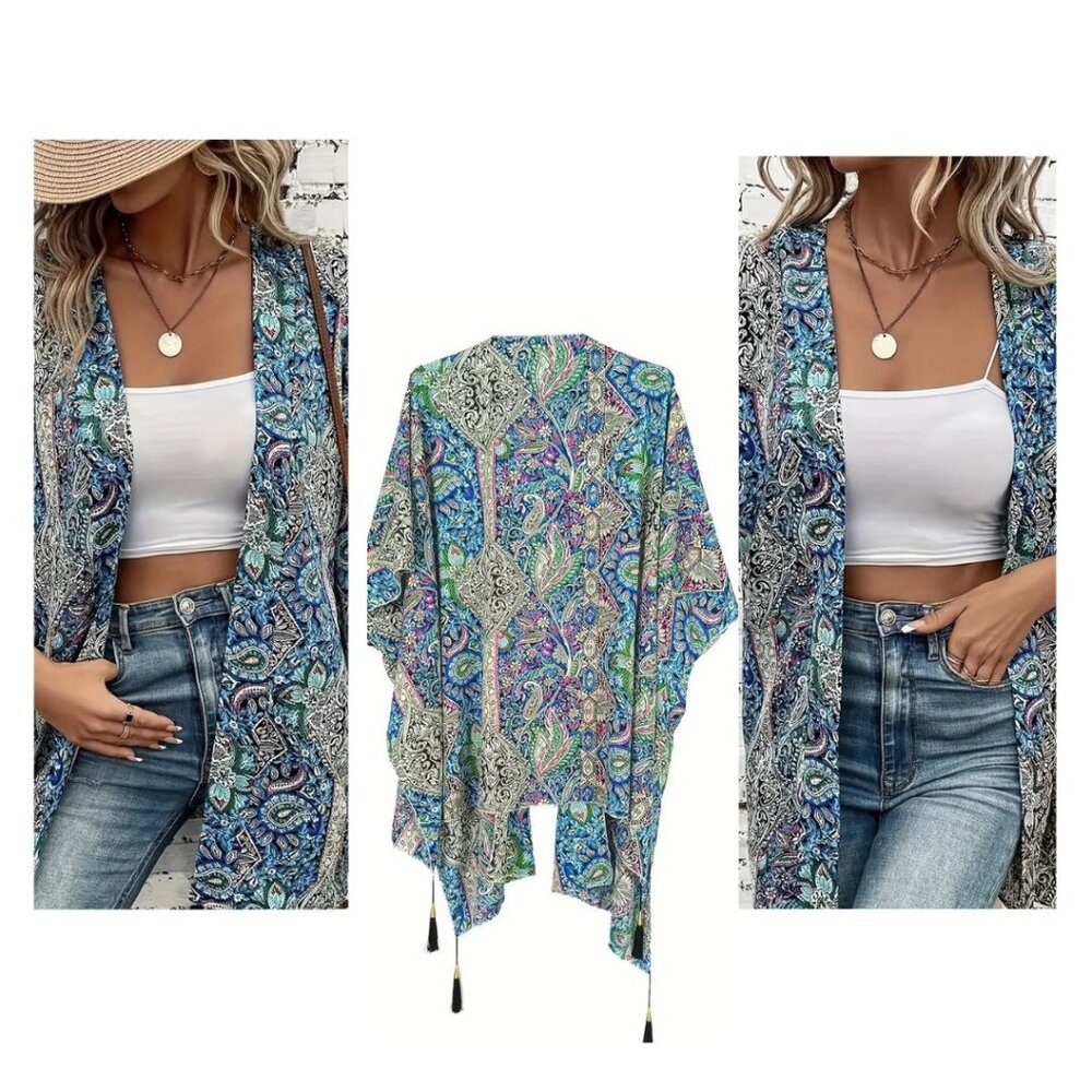 Blue Paisley  Swim Cover-Up